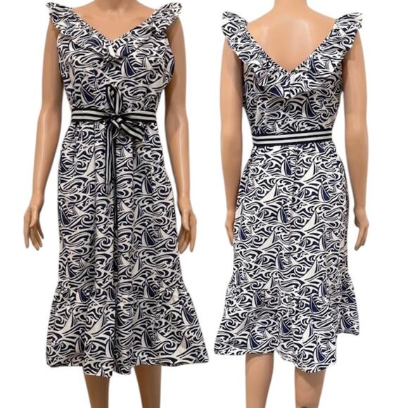 Vineyard Vines x Target medium ruffle belted nautical pockets dress D4 2469 - Picture 13 of 13